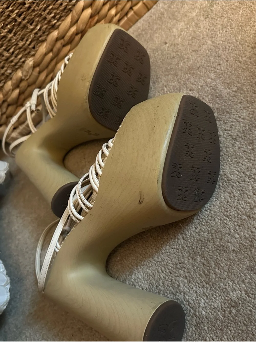 Sam Edelman Platform Woven Rope Sandals in Cream